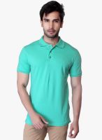 Lucfashion Aqua Blue Solid Polo T-Shirt