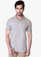 Lucfashion Grey Melange Solid Polo T-Shirt