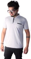 Martech Solid Men's Polo Neck Grey T-Shirt