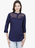 Mayra Navy Blue Embroidered Shirt