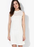Mayra White Colored Embroidered Shift Dress