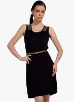 Mineral Black Colored Solid Shift Dress