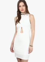 Miss Selfridge White Colored Solid Shift Dress