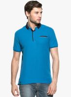 Mufti Blue Solid Polo T-Shirt