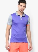 Nike Purple Solid Polo T-Shirts