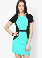 Only Green Colored Solid Shift Dress