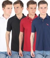 PRO Lapes Solid Men's Polo Neck Multicolor T-Shirt(Pack of 4)