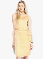 Park Avenue Khaki Colored Solid Shift Dress