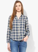 People Blue Checked Shirt