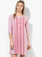 People Pink Colored Printed Shift Dress