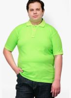 Pluss Green Solid Polo TShirts