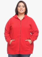 Pluss Red Solid Sweatshirt