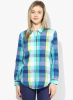 Pose It Aqua Blue Checked Shirt