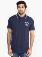 Puma Navy Blue Solid Polo T-Shirts