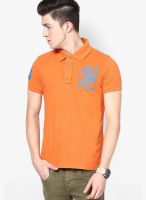 Punk Orange Printed Polo T-Shirt
