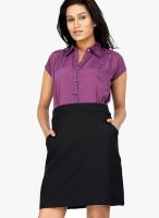 Raindrops Purple Colored Solid Shift Dress