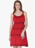 Sera Red Solid Shift Dress