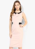 Sisley Peach Colored Solid Shift Dress