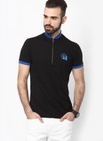 Status Quo Black Solid Polo T-Shirts