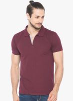 Status Quo Maroon Solid Polo T-Shirt