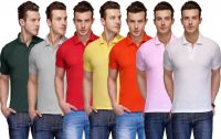 Teesort Solid Men's Polo Neck Multicolor T-Shirt(Pack of 7)