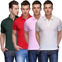 Teesort Solid Men's Polo Neck Multicolor T-Shirt(Pack of 4)