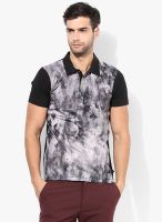 Tiktauli De Corps. Black Printed Polo T-Shirt