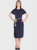 Tops And Tunics Blue Colored Solid Shift Dress