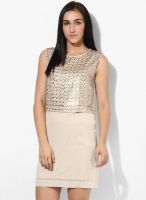 Vero Moda Beige Embellished Shift Dress