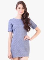 Vvine Blue Colored Printed Shift Dress