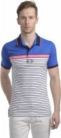 WRIG Striped Men's Polo Neck Blue T-Shirt