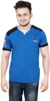 Zrestha Solid Men's V-neck Blue T-Shirt