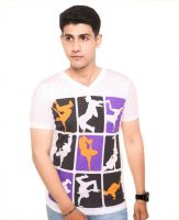 Zwizdot Printed Men's V-neck White T-Shirt