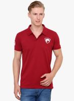 Alba Maroon Solid Polo T-Shirt