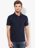 Allen Solly Navy Blue Printed Polo T-Shirt