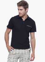 Alley Men Black Solid Polo T-Shirt