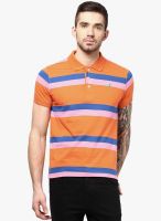 American Crew Orange Striped Polo T-Shirt