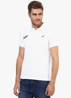 American Crew White Solid Polo T-Shirt