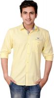 Anry Men's Solid Casual Yellow Shirt