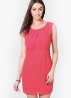 Besiva Pink Colored Solid Shift Dress