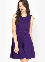 Besiva Purple Colored Solid Shift Dress