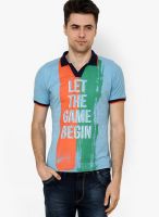 Camino Blue Printed Polo T-Shirt