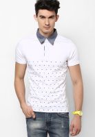 Camino White Printed Polo T-Shirts