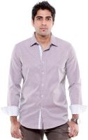 Club Bollywood Men's Striped Casual Grey Shirt