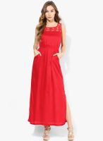 Code by Lifestyle Red Colored Solid Maxi Dress