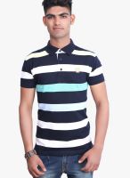 Duke Stardust Navy Blue Striped Polo T-Shirts