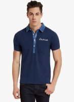Elaborado Navy Blue Solid Polo T-Shirt