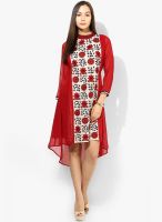 Eternal Maroon Colored Embroidered Shift Dress