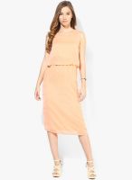 Femella Peach Colored Solid Shift Dress