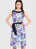 Femenino Blue Colored Printed Shift Dress